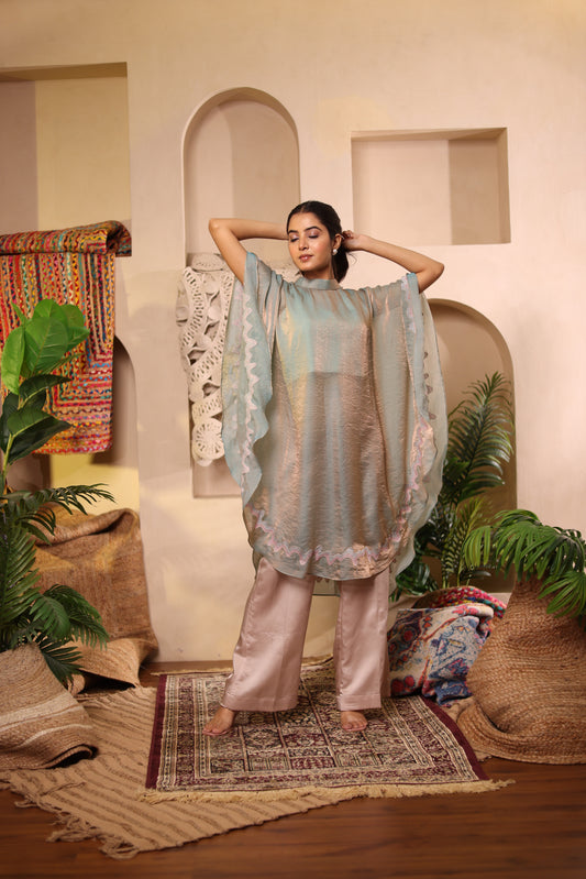 Pastel Green Kaftan coord Set