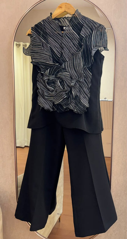 Black sculpted coord set