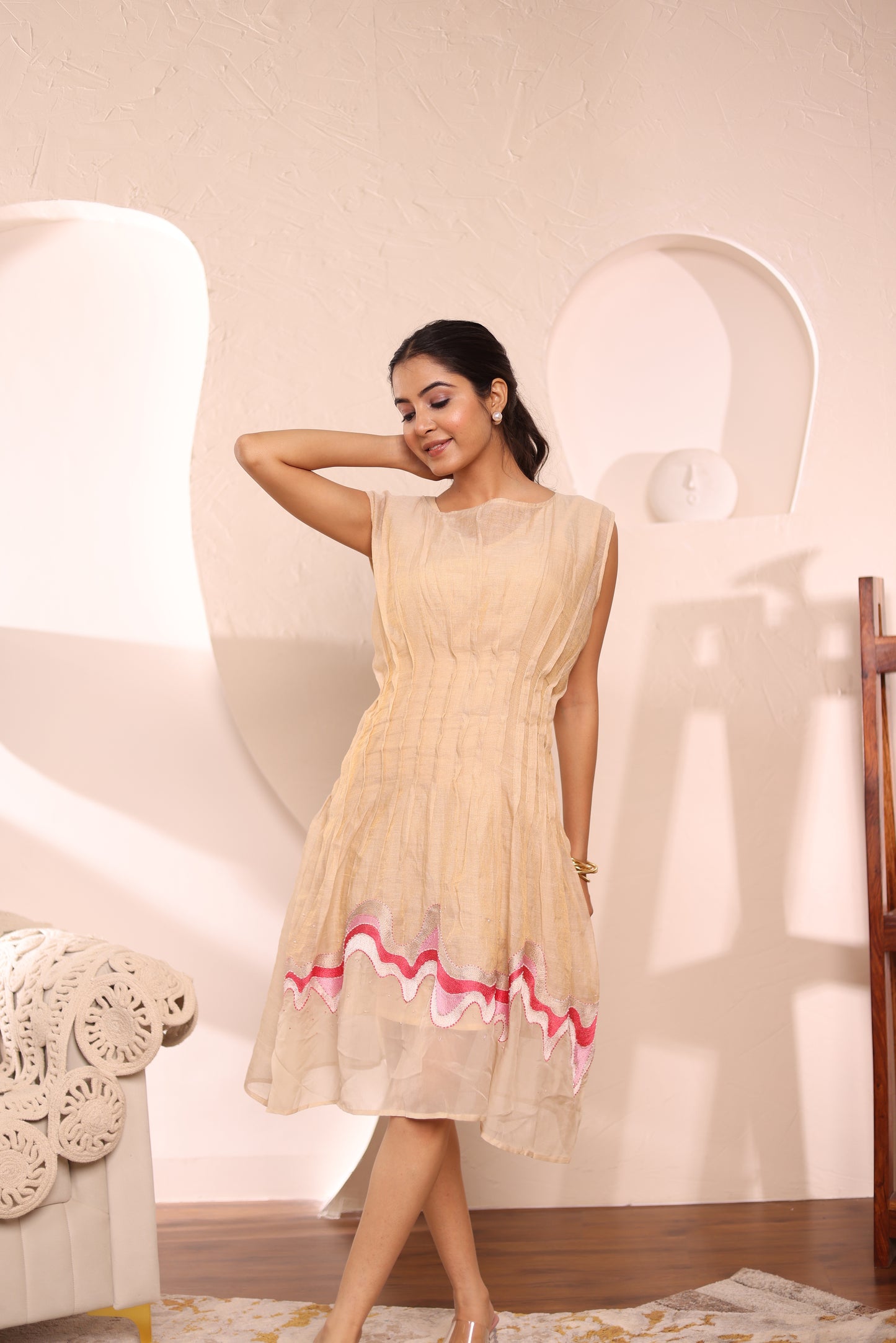 Pleats and waves dress