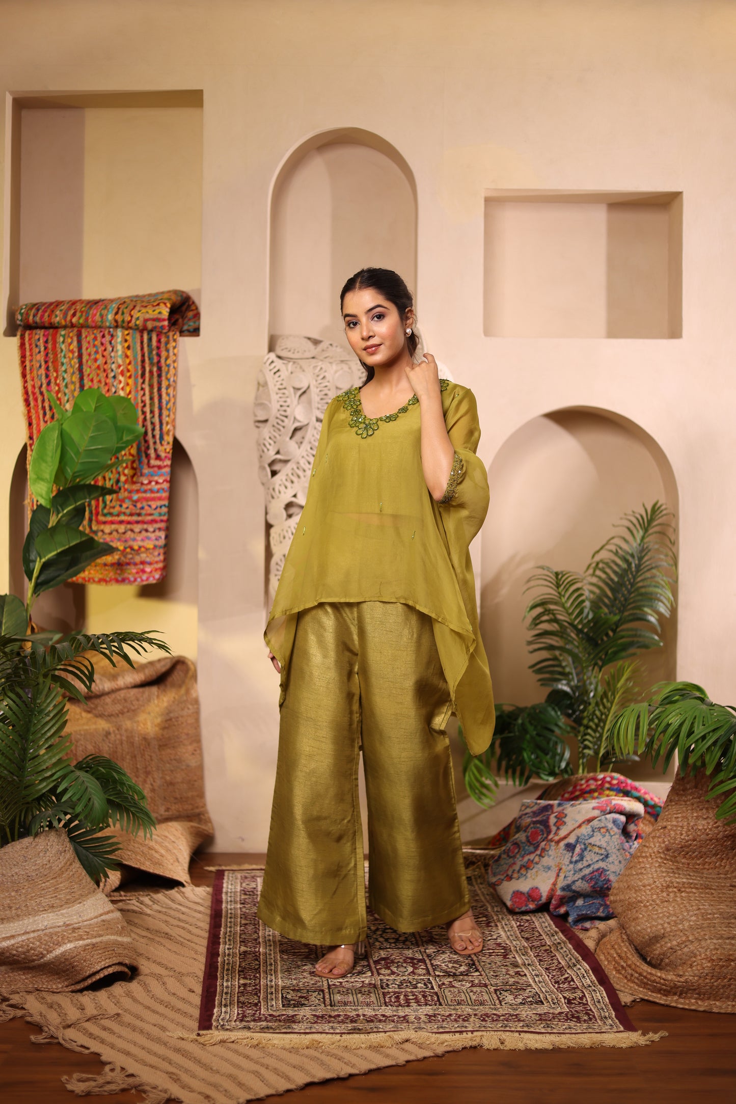 Olive Glow Kaftan Coord