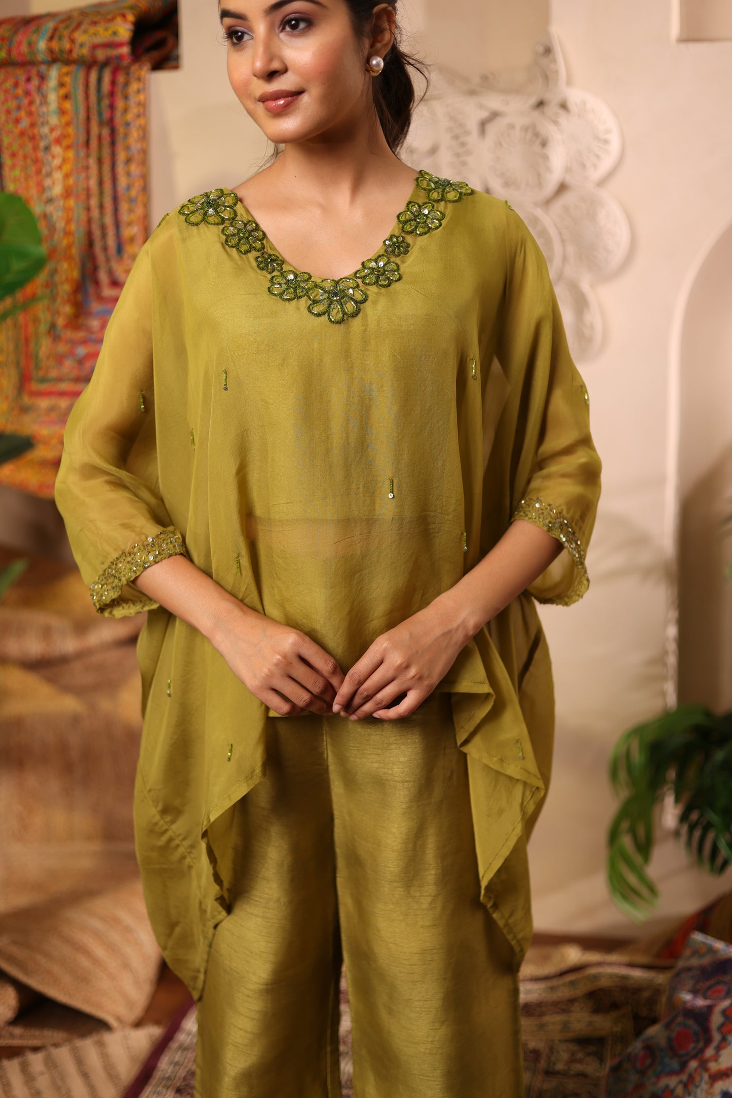 Olive Glow Kaftan Coord