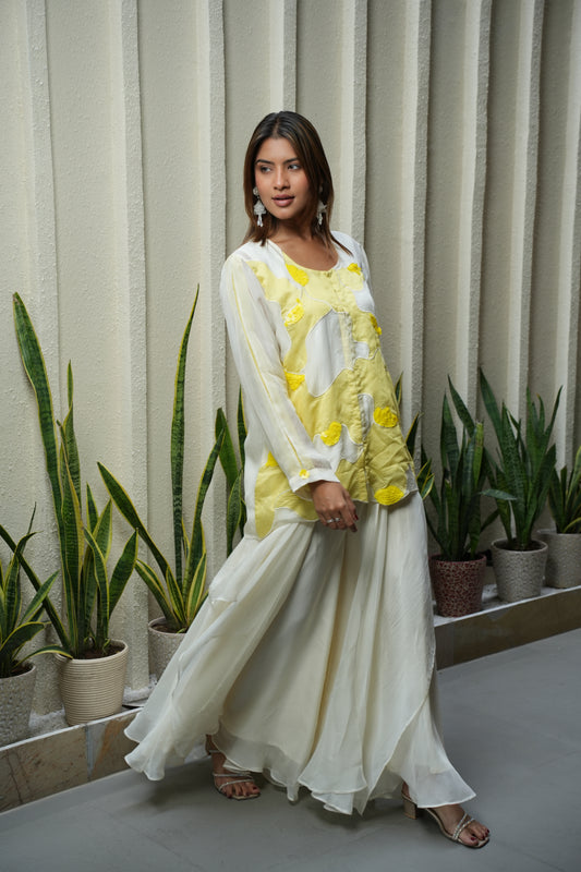 Organza wave patch shirt set