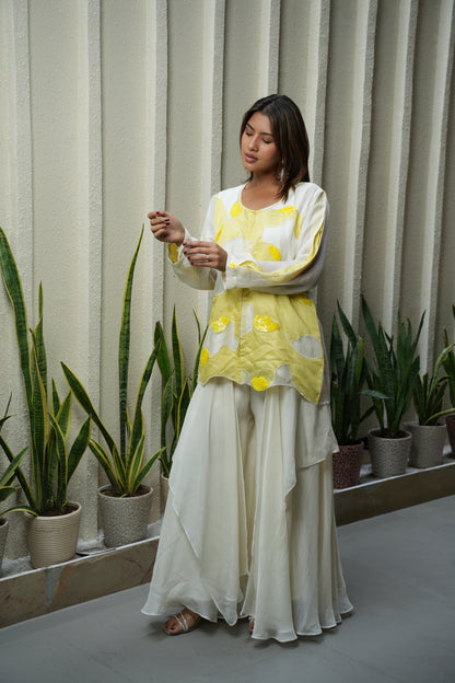 Organza wave patch shirt set