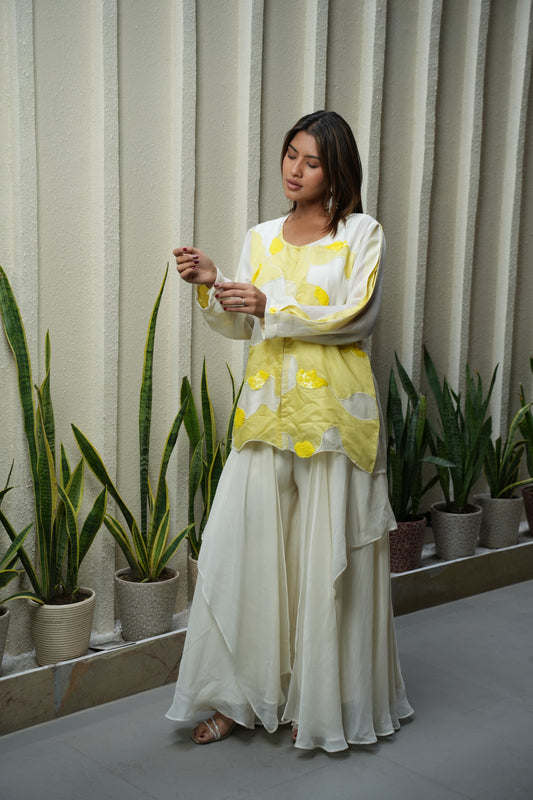 Organza wave patch shirt set