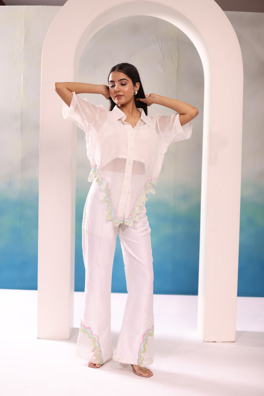 Sheer embroidered hem Coord set