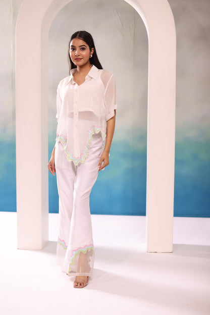 Sheer embroidered hem Coord set