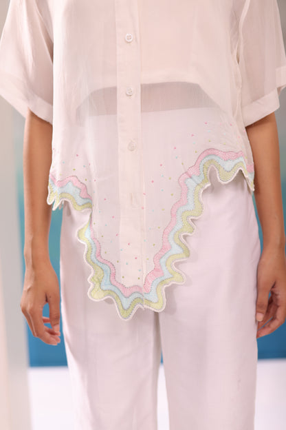 Sheer embroidered hem Coord set