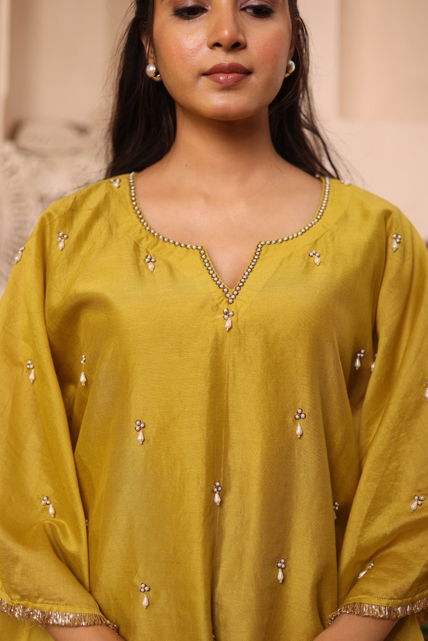 Lime Gleam Sharara Set