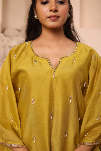 Lime Gleam Sharara Set