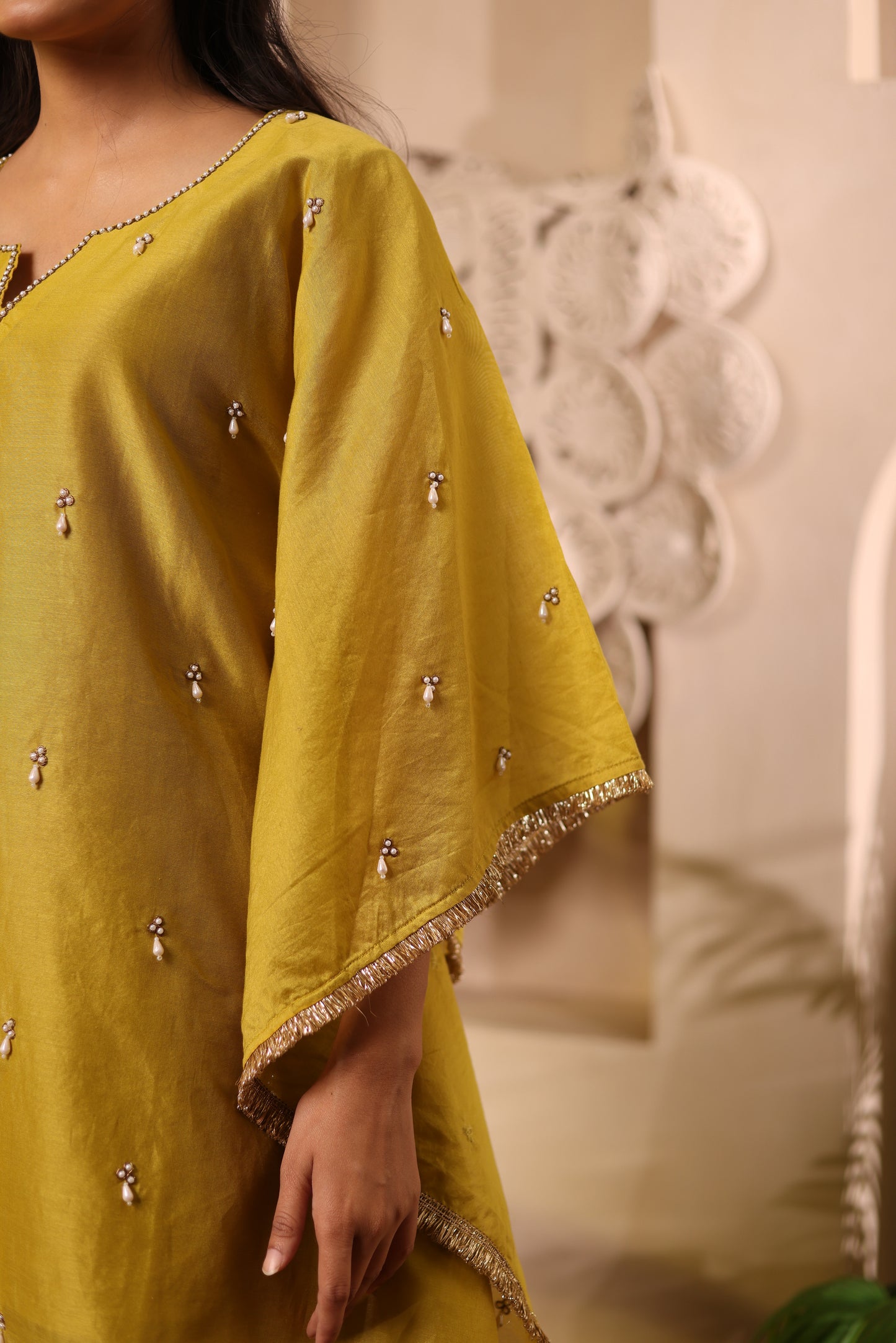 Lime Gleam Sharara Set