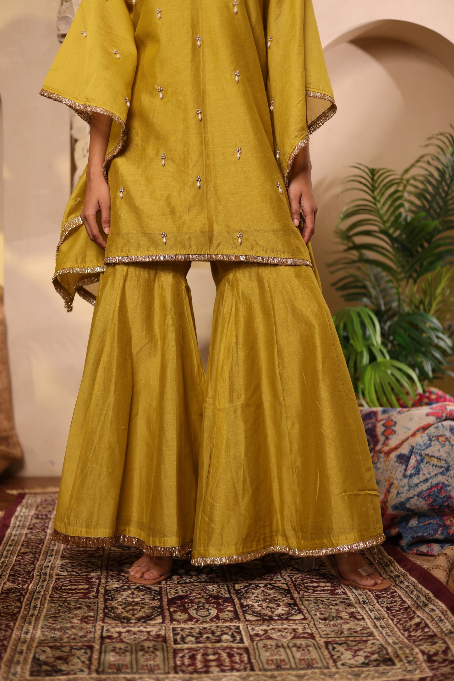 Lime Gleam Sharara Set