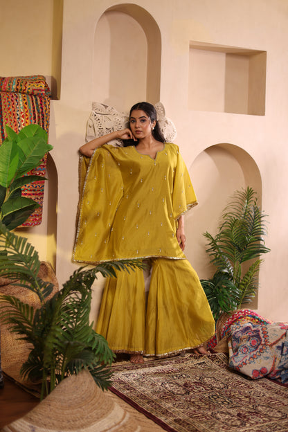 Lime Gleam Sharara Set