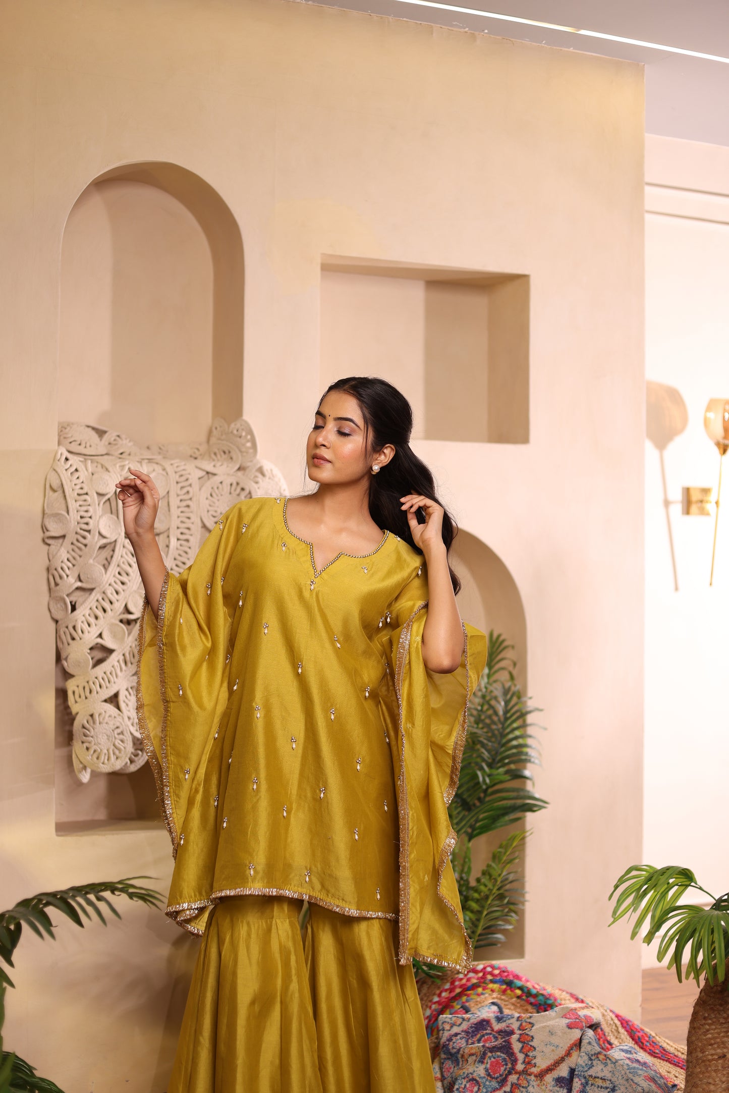 Lime Gleam Sharara Set