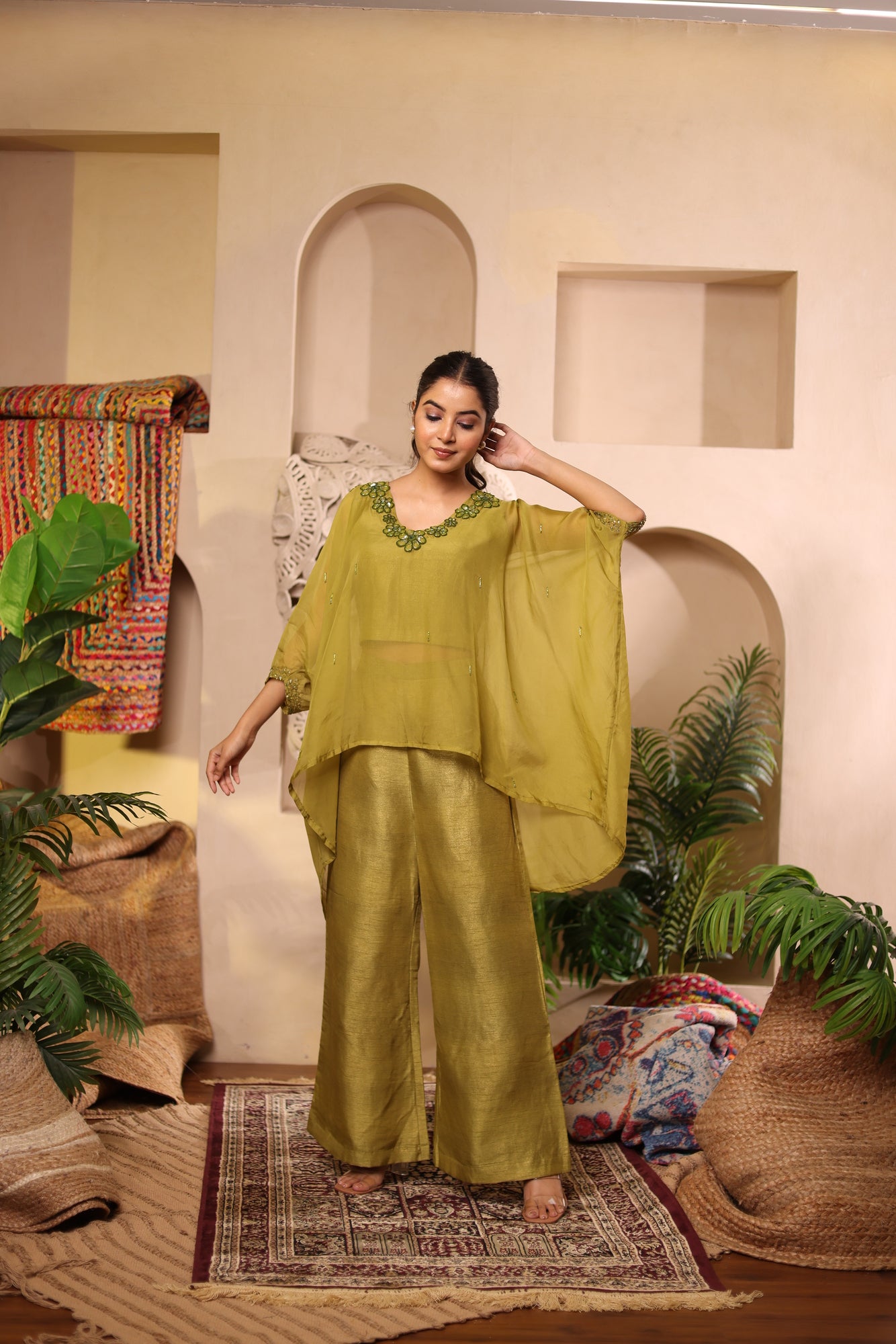 Olive Glow Kaftan Coord