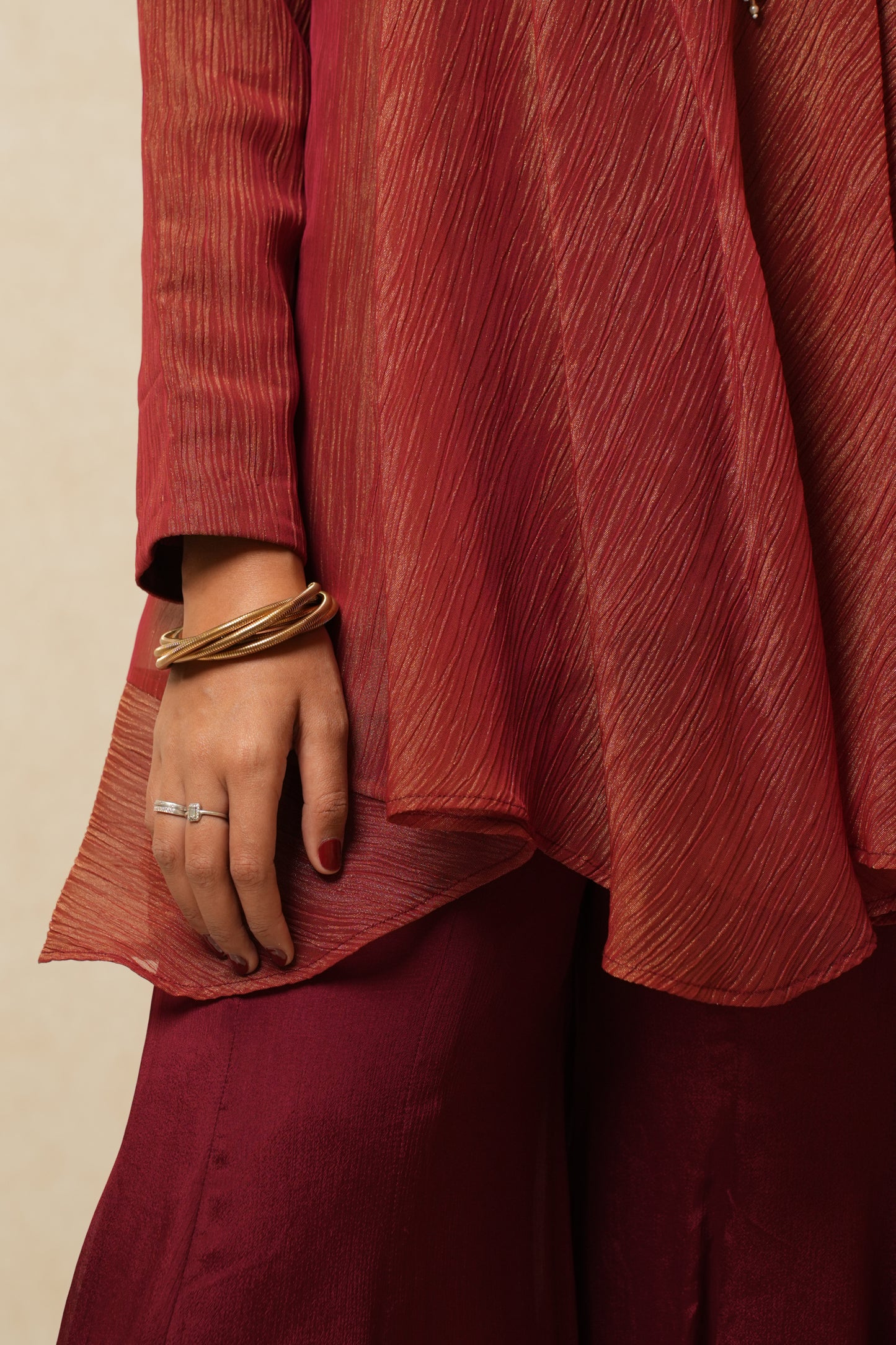 Maroon festive flared set