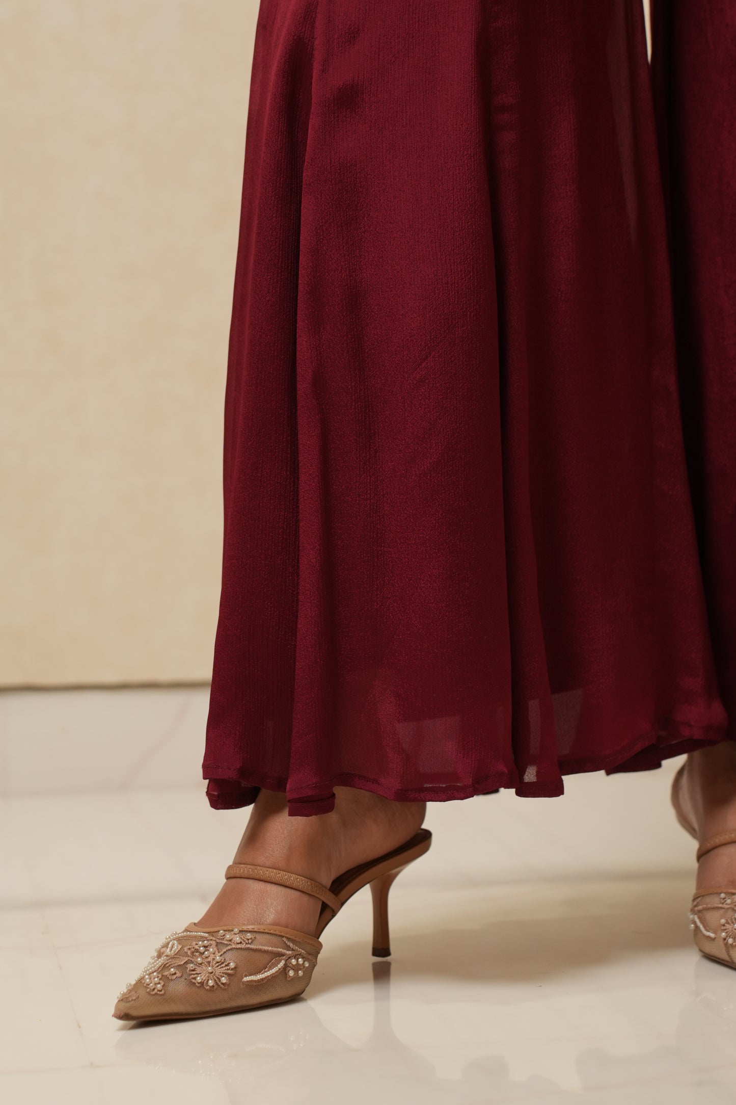 Maroon festive flared set