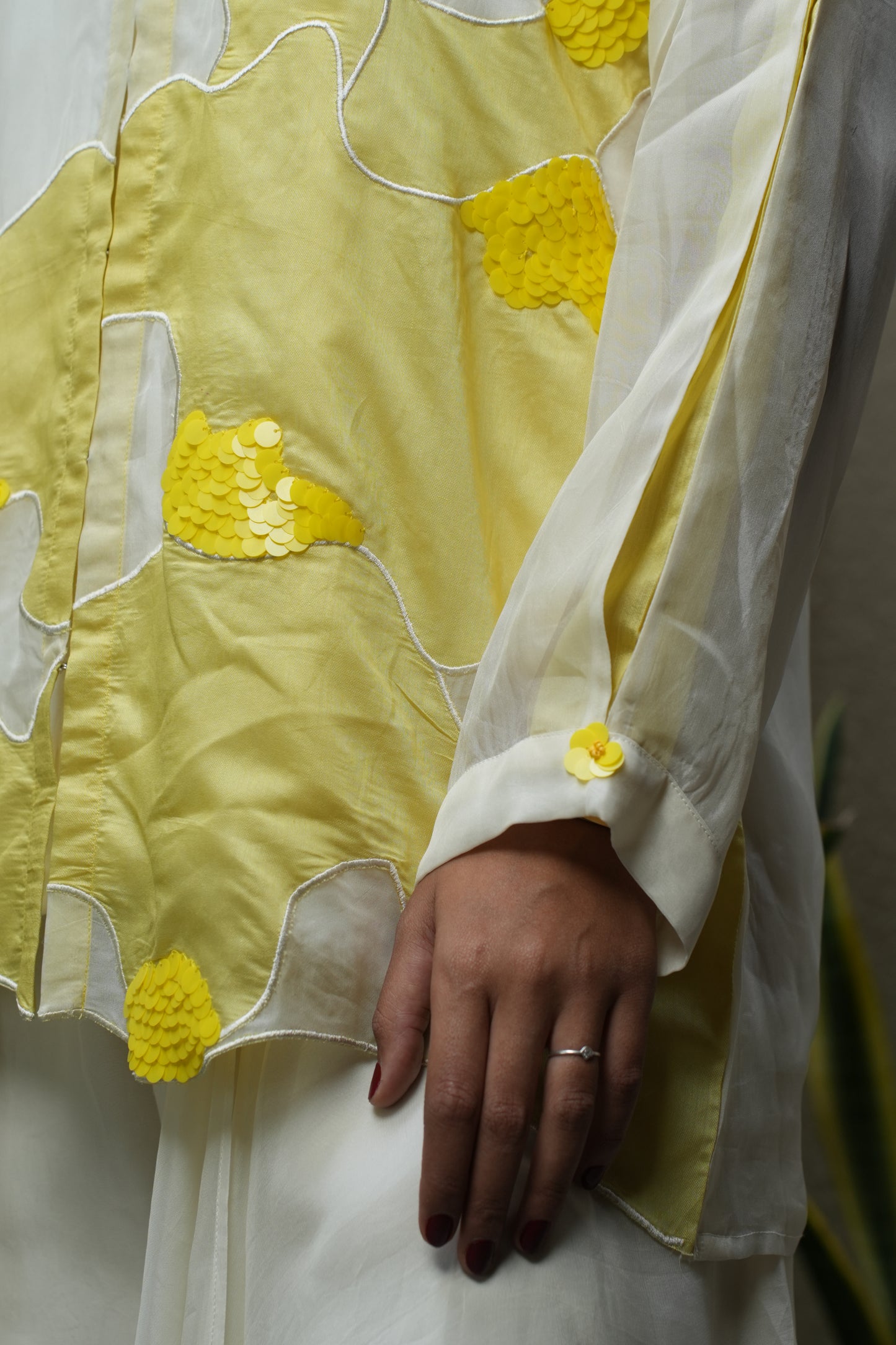Organza wave patch shirt set