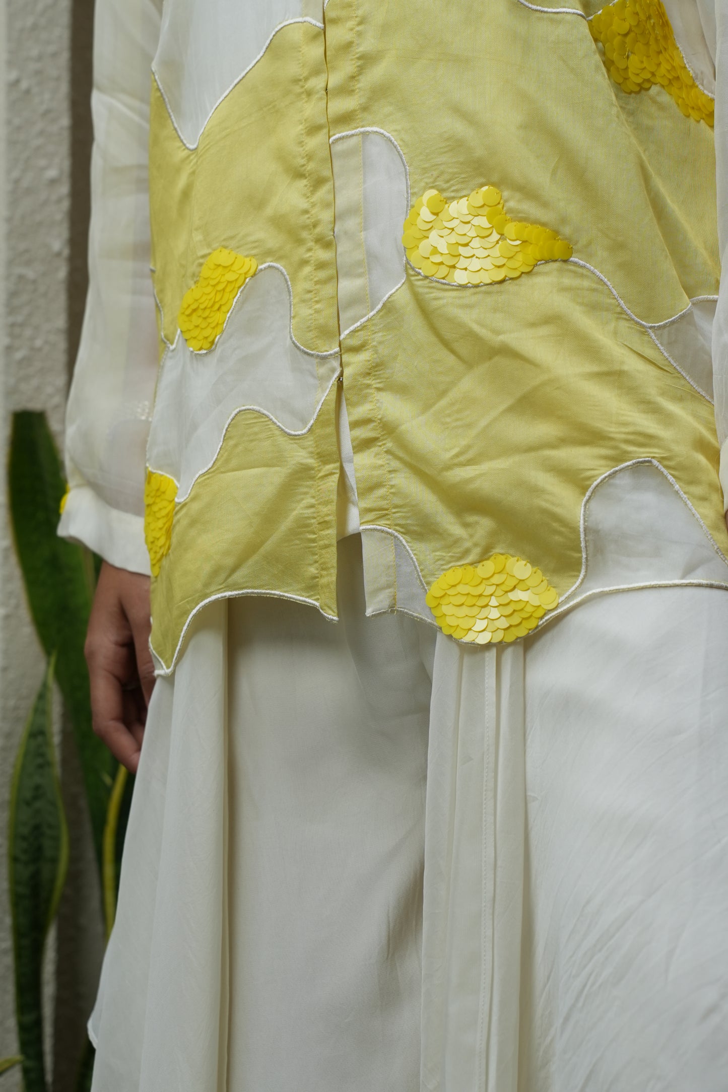 Organza wave patch shirt set