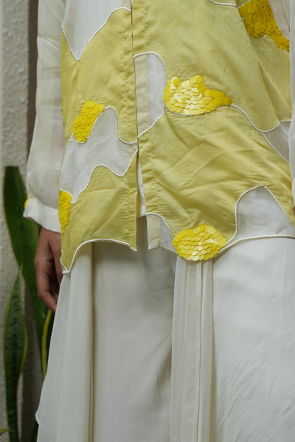 Organza wave patch shirt set