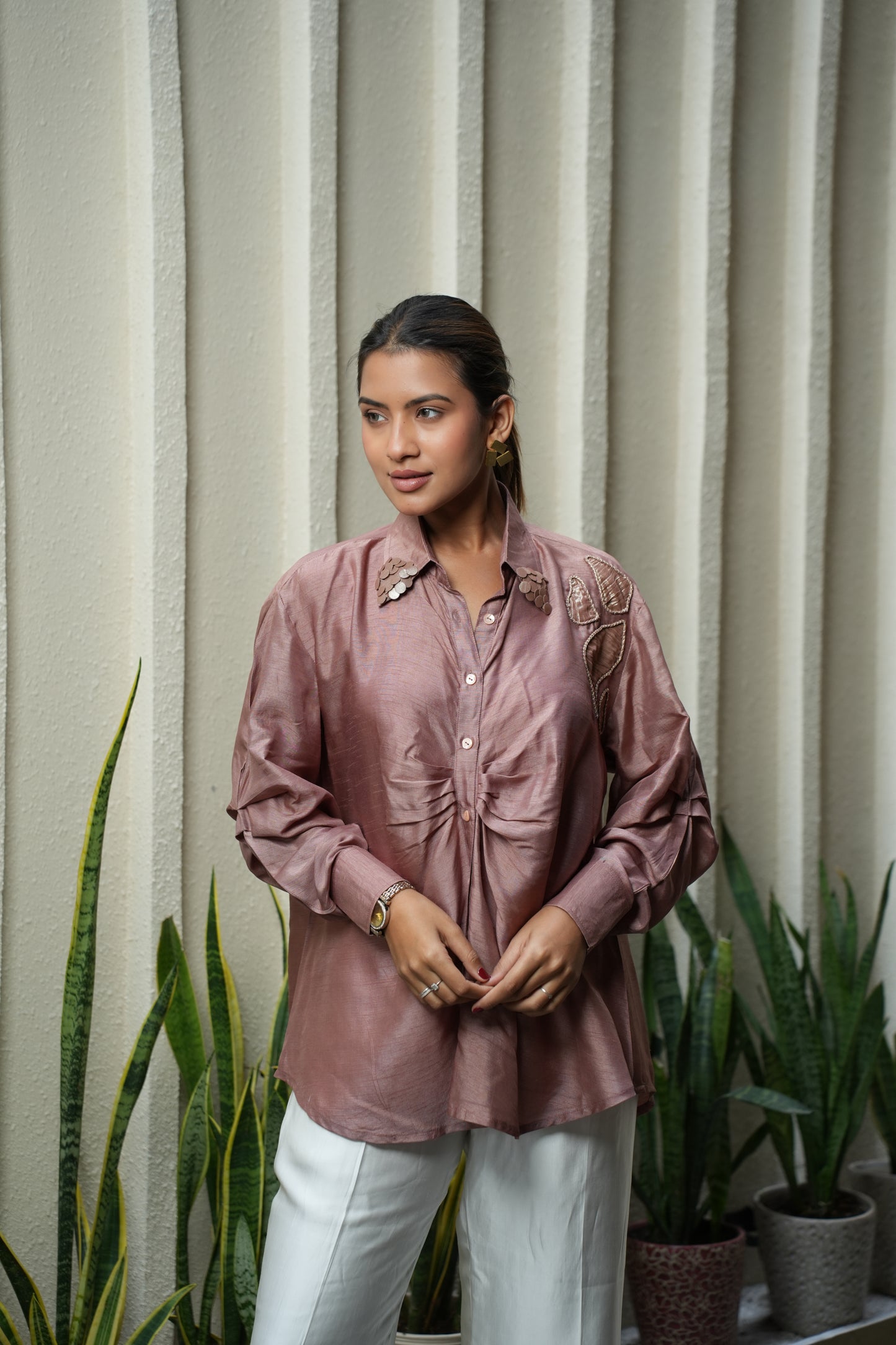 Ruched tissue patch shirt