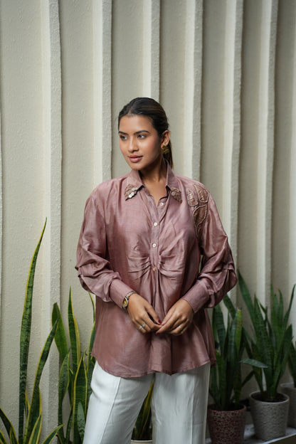 Ruched tissue patch shirt
