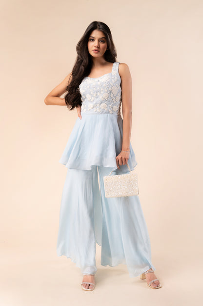 Pearl Embroidered Peplum Coord Set