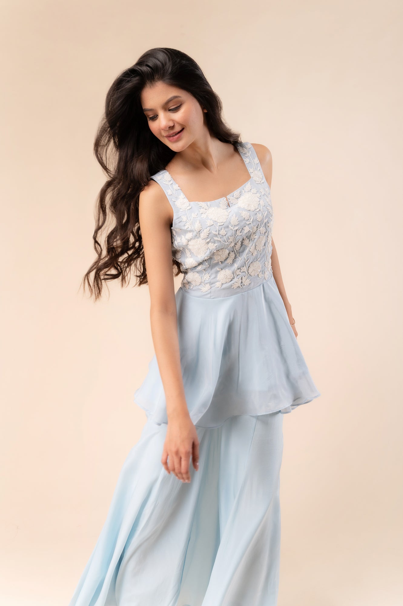 Pearl Embroidered Peplum Coord Set