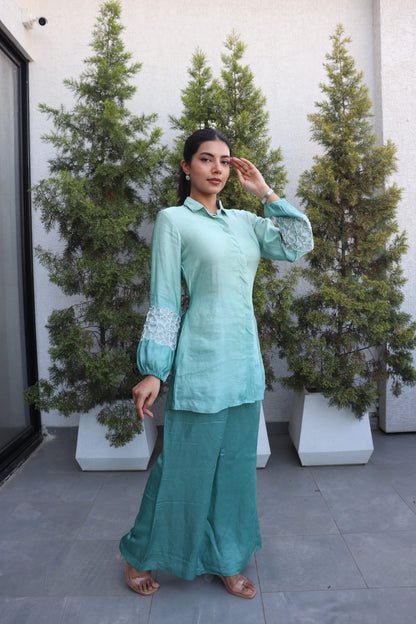 Floral Puff sleeves Shaded Coord