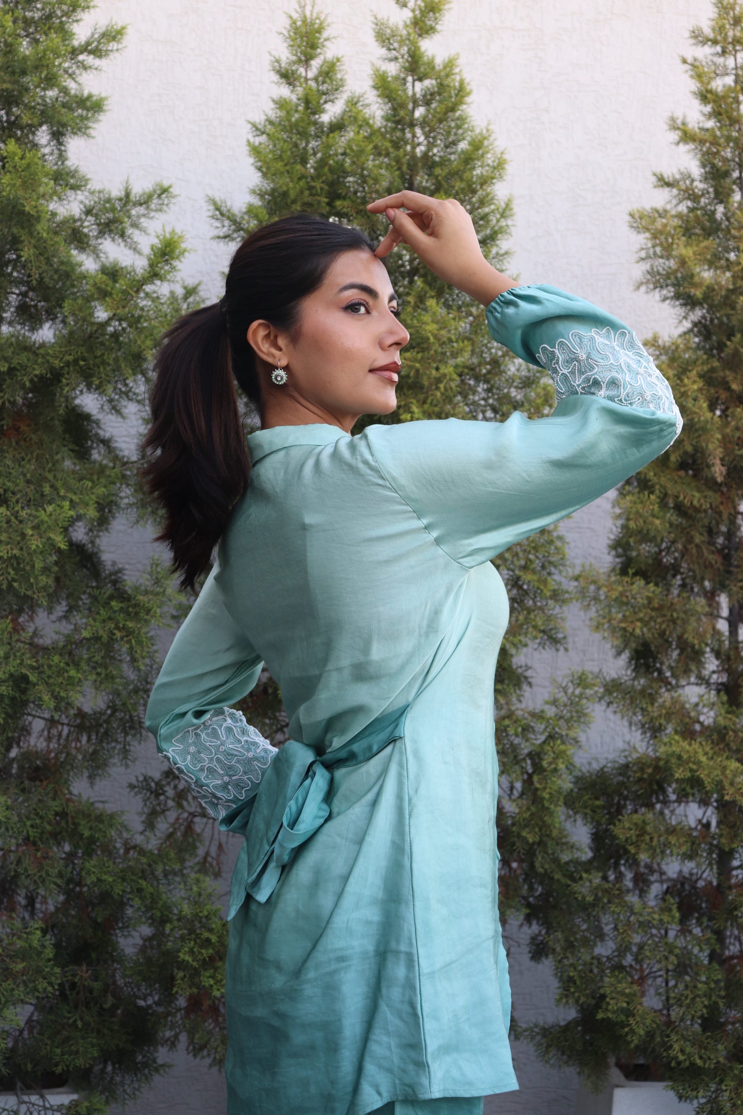 Floral Puff sleeves Shaded Coord