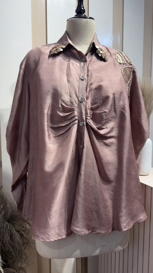 Ruched tissue patch shirt