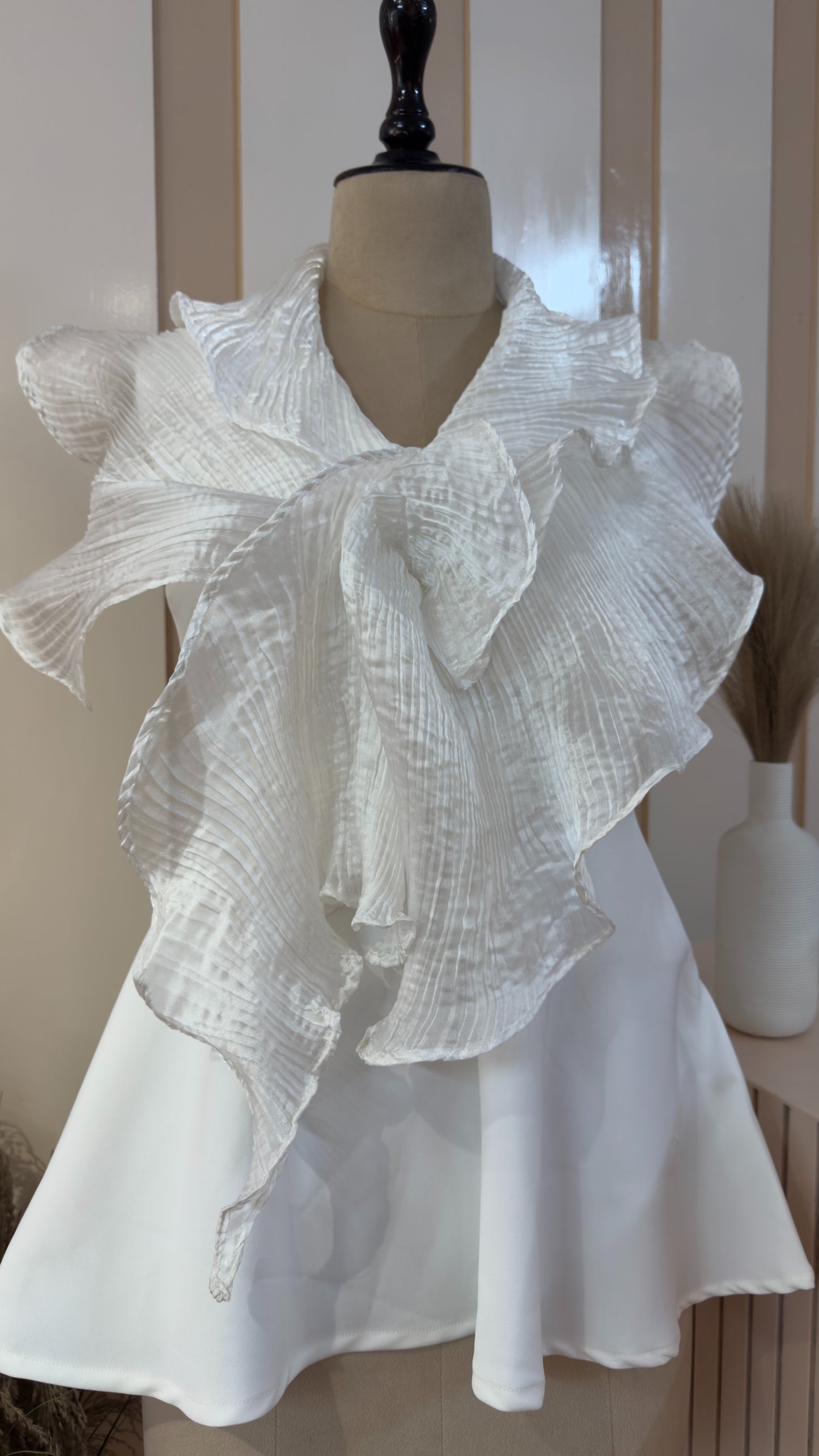 White drape peplum top