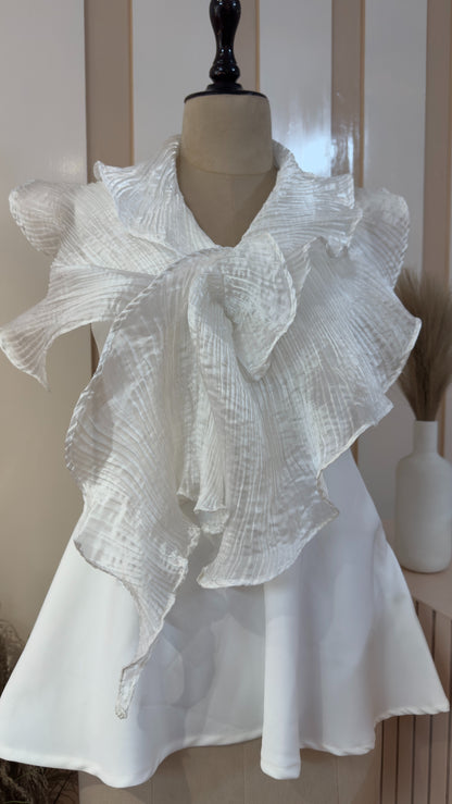 White drape peplum top