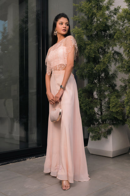 Embroidered cape with Palazzo