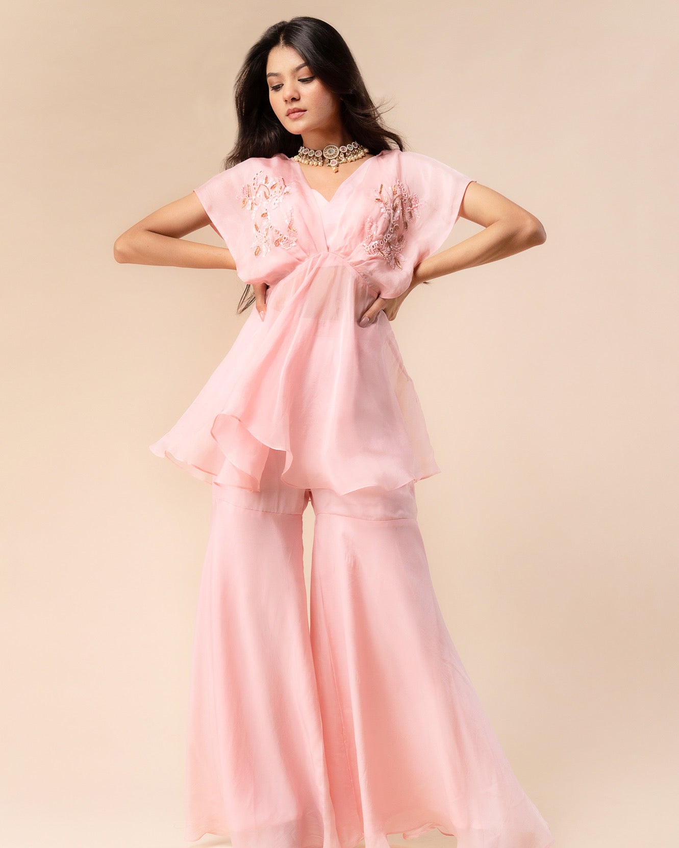 Pink Peplum coord set