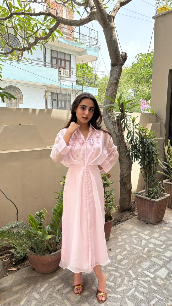 Blush Bloom Shirt Dress