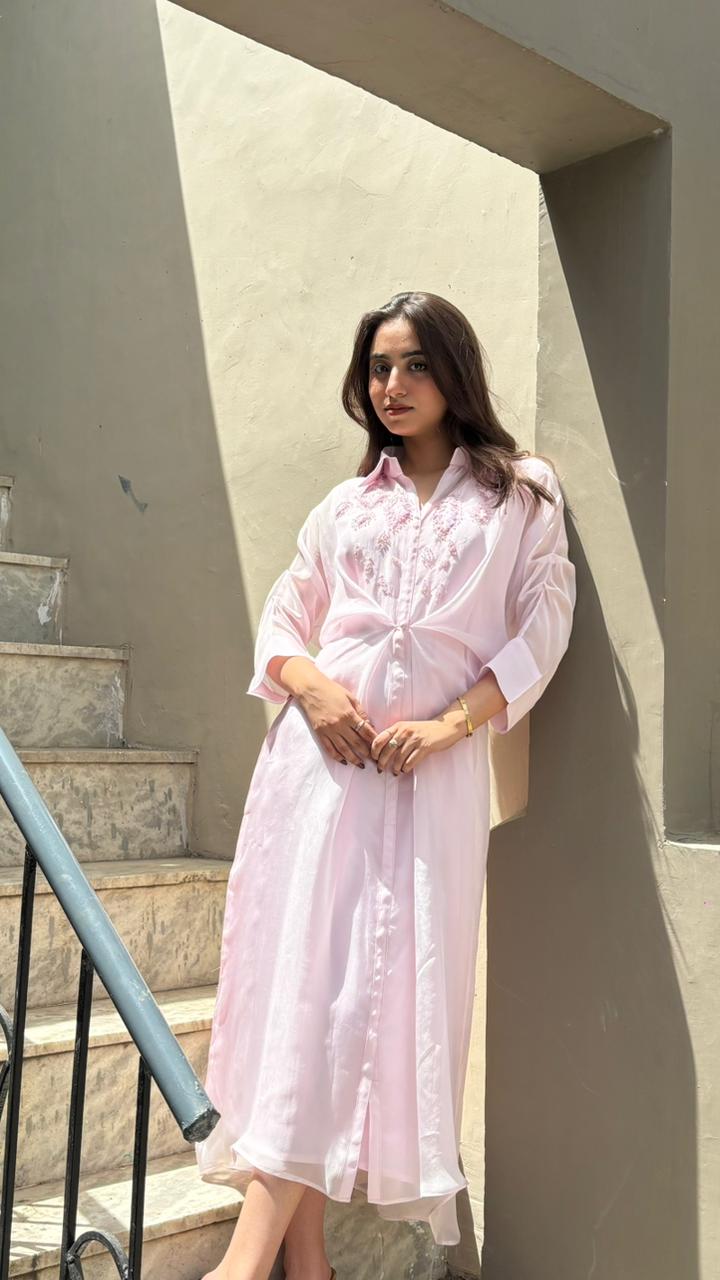 Blush Bloom Shirt Dress
