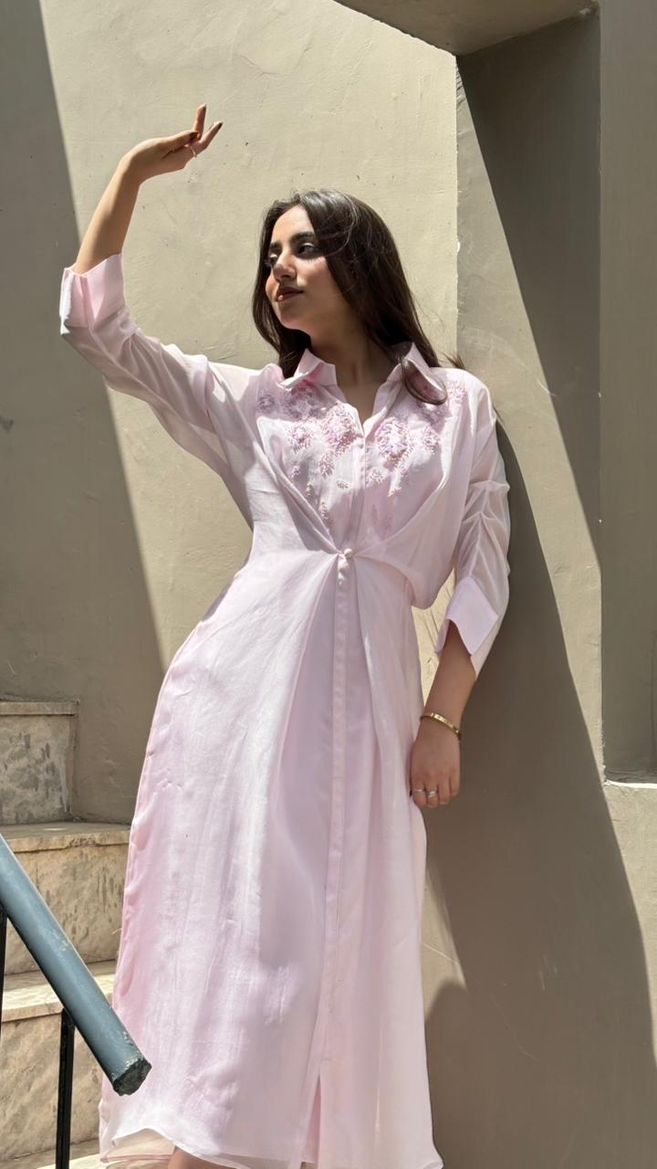 Blush Bloom Shirt Dress